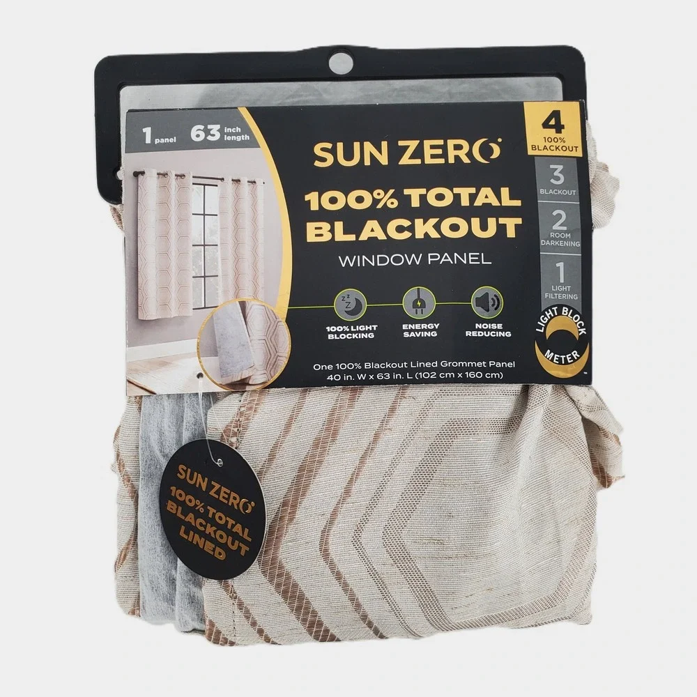 Sun Zero Brevick‎ Taupe 100% Total Blackout Grommet Window Panel 40x63 1 Panel